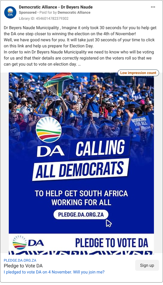 Democratic Alliance - Dr Beyers Naude